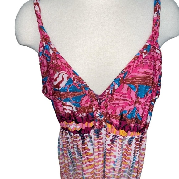Moa Moa Women's Dress Size 2X Multi Color Braided Shoulder Straps Maxi V Neck - Picture 2 of 9